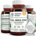 Natural Nutra Calcium Magnesium Zinc (Cal-Mag Zinc) Supplement with Vitamin D3 for Bone Strength Helps Improve Digestion Health Gluten Free and Sugar Free Essential Mineral Complex (100 Count)