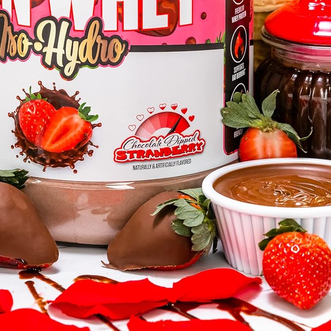 MuscleSport Lean Whey Revolution™ Whey Protein Isolate with Hydrolyzed Whey - Low Calorie Low Carb Low Fat Incredible Flavors - 25g protein per scoop (2LB Chocolate Dipped Strawberry)