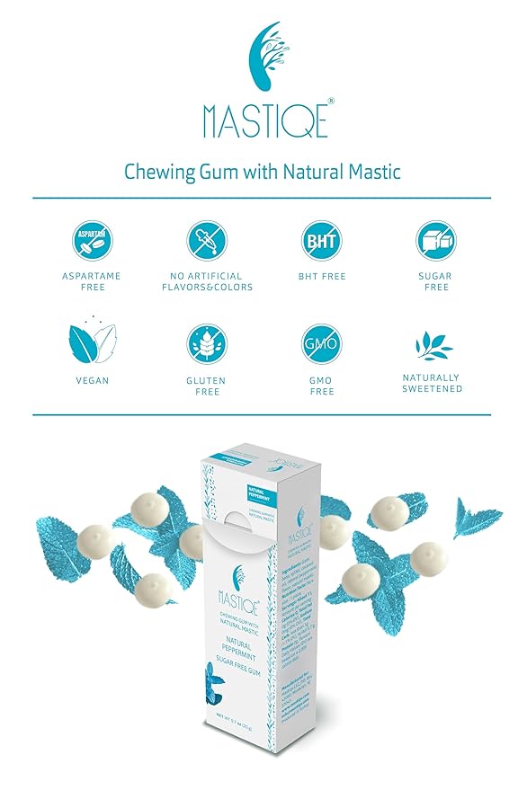 Mastiqe Sugar Free Hard Chewing Gum with Natural Mastic (Peppermint)
