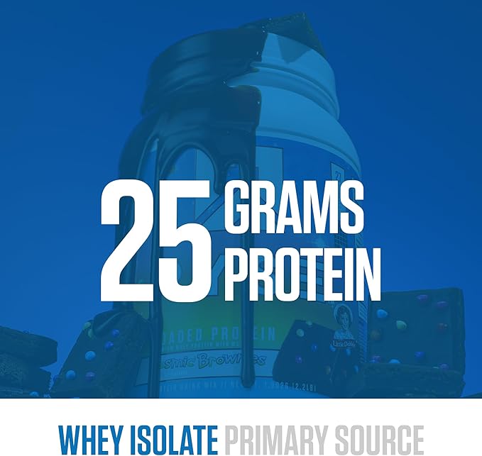 RYSE Loaded Protein Powder - Little Debbie Cosmic Brownie - 25g Whey Protein Isolate &amp Concentrate with Prebiotic Fiber &amp MCTs - Low Carb Low Sugar Digestive-Friendly - 27 Servings / 2 lb Tu
