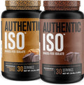 Jacked Factory Authentic ISO Grass Fed Whey Protein Isolate Powder - Low Carb Non-GMO Muscle Building Protein w/No Fillers (Chocolate Peanut Butter 30sv) &amp (Chocolate 30sv)