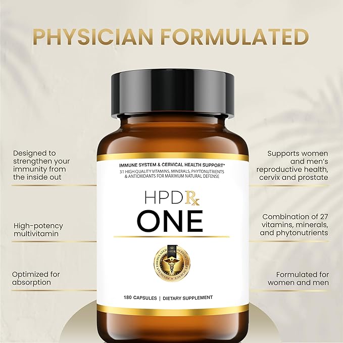 HPD Rx ONE Immunity Boost Multivitamin Supplements for Women and Men | Advanced Immunity Defense Support | Helps Immune Response | 6-Month Supply 1080 Capsules Pack of 6