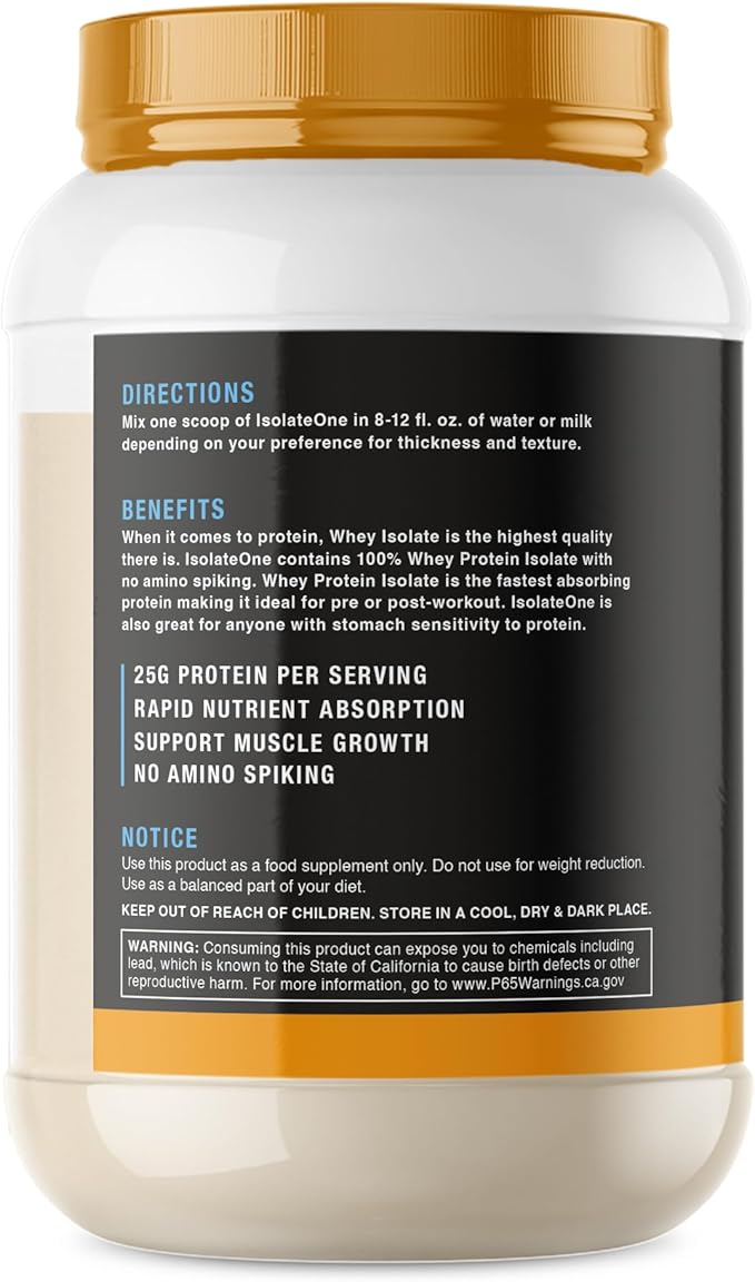 NutraOne IsolateOne Whey Protein Isolate Powder 100% Pure Whey Isolate Powder (Vanilla Ice Cream - 2 lbs.)