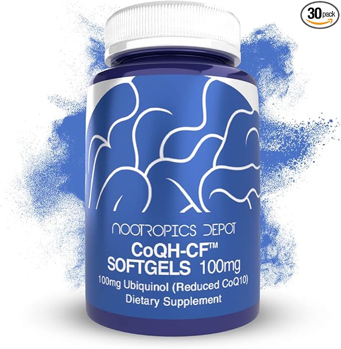 Nootropics Depot Ubiquinol CoQH-CF Softgels | 100mg Ubiquinol Supplement | 30 Count | Reduced CoQ10