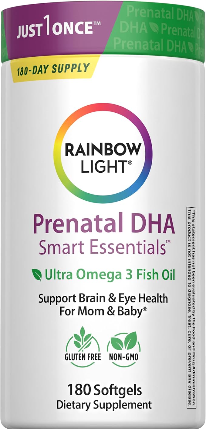 Rainbow Light Prenatal DHA Vitamins for Women | 180 Softgels | Ultra Omega 3 Fish Oil (EPA &amp DHA) | Supports Brain &amp Eye Health for Mom and Baby | for Pregnancy &amp Nursing