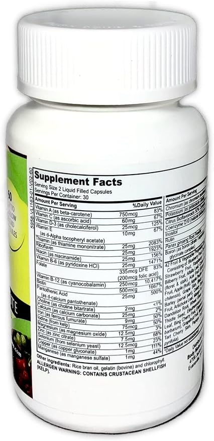 Skinny Jane Daily Multi Vitamin for Women – Supports Energy Wellness and Hair Skin Nails – Unique Fruit and Veggie Blend – 60 Easy to Swallow Liquid Capsules