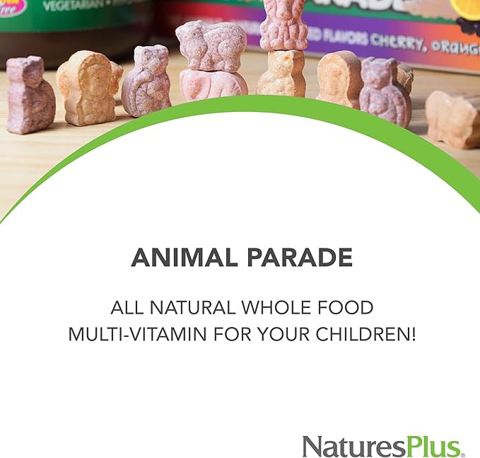 NaturesPlus Animal Parade MagKidz Natural Cherry Flavor - 90 Animal-Shaped Chewable Tablets - Pack of 2 - Bone &amp Muscle Health Support - Non-GMO Vegan Gluten Free Sugar Free - 90 Total Servin