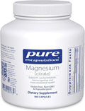 Pure Encapsulations Magnesium (Citrate) - Supplement for Sleep Heart Health Cognitive Health Bone Health Energy Muscles and Metabolism* - with Premium Magnesium - 180 Capsules