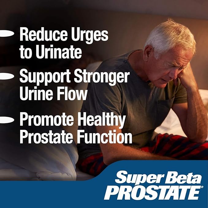 SUPER BETA PROSTATE Support Supplement for Men's Health - Reduce Bathroom Trips Promote Sleep Better Bladder Emptying &amp Healthy Prostate Beta Sitosterol - 60 Count (Pack of 3)