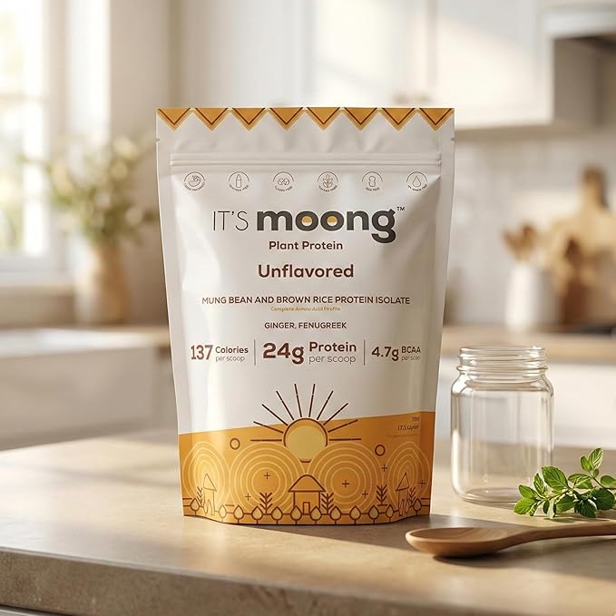 It's Moong Plant Protein Powder Unflavored | Mung Bean &amp Brown Rice Isolate Blend Ginger &amp Fenugreek 24g Protein &amp 4.7g BCAAs | Vegan Gluten Free Soy Free Lactose Free Non-GMO 17.64