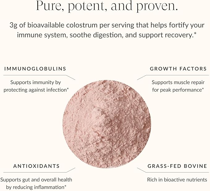 Beam Colostrum Powder – Grass-Fed Bovine Colostrum Supplement 3g Per Serving Colostrum for Gut Health Immune System &amp Digestive Health Support Raspberry Lemon Flavor 30 Servings