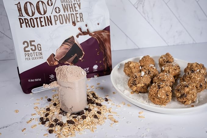 WILD SOCIETY - Premium 100% Grass Fed Whey Protein Powder + Superfood Mushrooms &amp Adaptogens - 25g Protein Clean Protein Powder 0 Added Sugar Non GMO Gluten Free - Dutch Chocolate - 17.9 oz