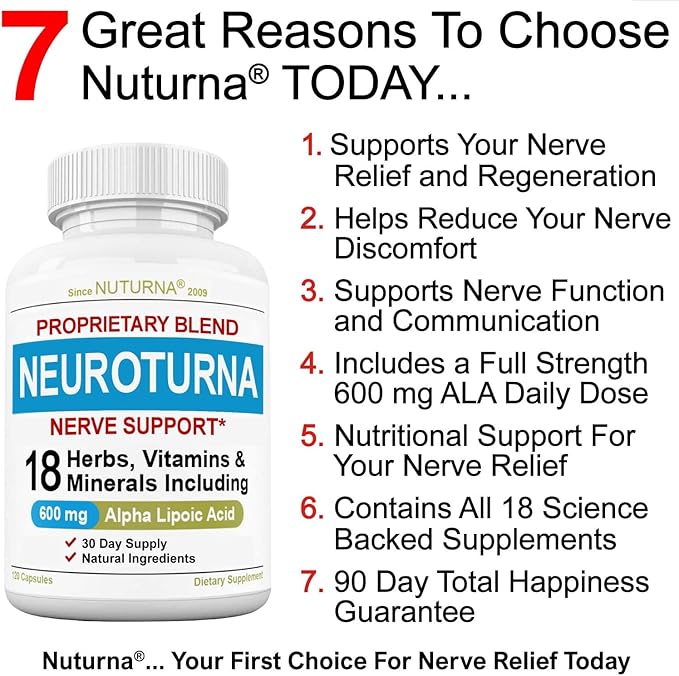 Neuropathy Nerve Support Supplement with 600 mg Pure Alpha Lipoic Acid - Maximum Strength Formula for Fingers Hands Toes &amp Feet - 120 Capsules