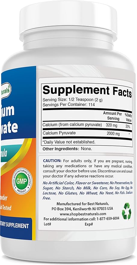 Best Naturals Calcium Pyruvate Powder 8 OZ (8 OZ (Pack of 3))