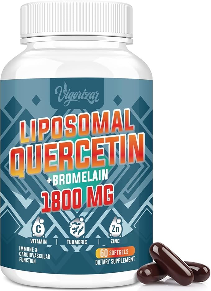 Liposomal Quercetin Phytosome Quercetin with Bromelain Zinc &amp Vitamin C Bioactive Phytosome Complex 20X Higher Absorption - 60 Softgels