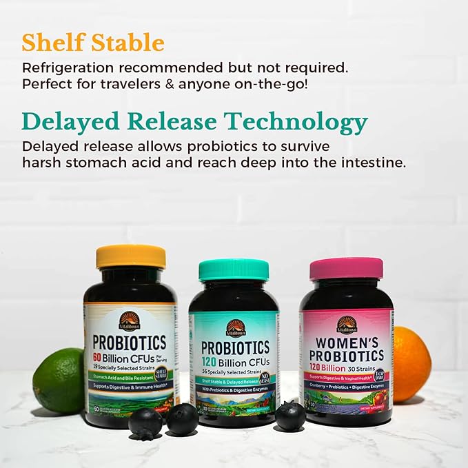 Vitalitown Probiotic Bundle (Pack of 3) | 60 Billion CFU Probiotics 120 Billion CFU Probiotics &amp Women’s Probiotics | Shelf Stable for Gut &amp Vaginal 30 Day Supply Each