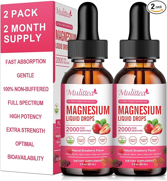 Magnesium Glycinate Liquid High Potency Magnesium Glycinate Citrate Sugar Free Vegan Non-GMO Complex Supplement Promotes NervRelaxationMuscleSleep Support*