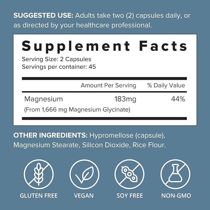 SFH Magnesium Glycinate 183mg - Highly Absorbable for Relaxation Sleep &amp Recovery Gentle on Stomach Easy-to-Swallow Capsules 45-Day Supply