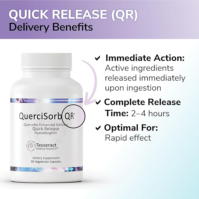 Tesseract Medical Research QuerciSorb QR Immune Support Supplement Quick Release Quercetin Supports Immune Function and Overall Health* Hypoallergenic 400 mg 90 Capsules