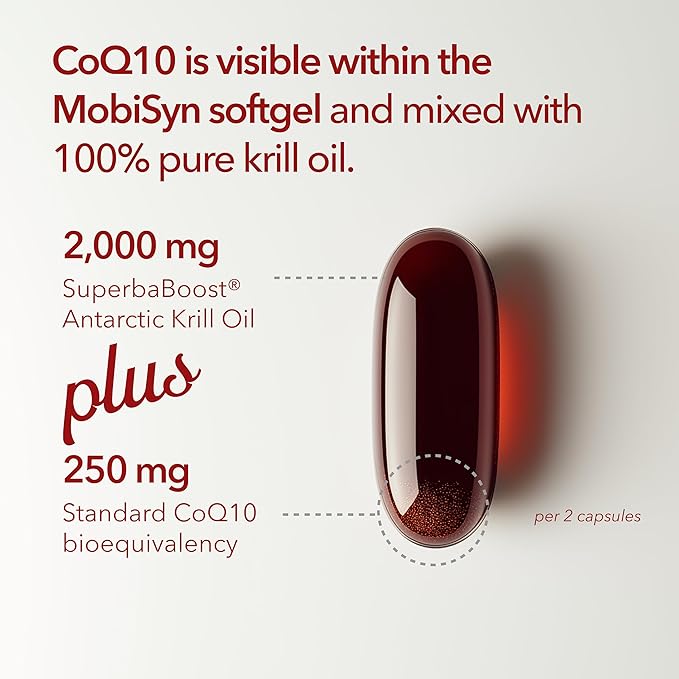 Antarctic Krill Oil 2000 mg Plus 250mg CoQ10 Omega 3 DHA Highest Concentration 56% Phospholipids SupoerbaBoost Astaxanthin Omega 3 Fatty Acid Supplements Supports Heart No Fish Oil 30-Days