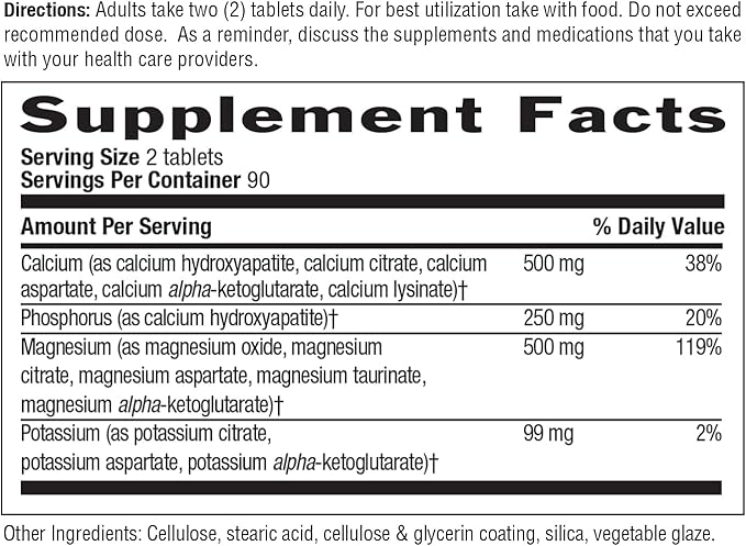 Country Life Target Mins - Calcium Magnesium Potassium Bone &amp Heart Health Supplement 1000mg Calcium 500mg Magnesium Supports Calcium Utilization 180 Tablets – Certified Gluten Free &amp Vega