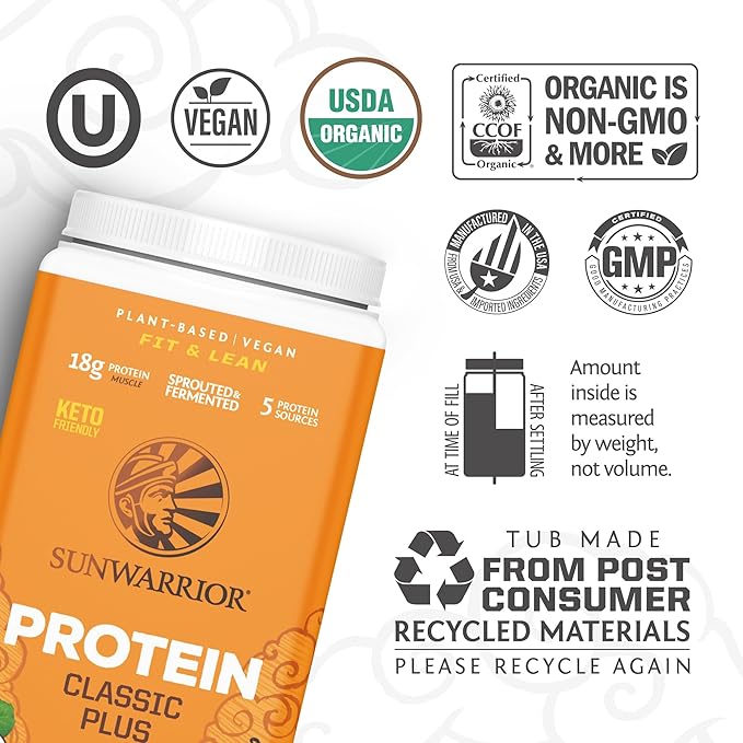 Sunwarrior Active Preworkout Hydration Blend &amp Vanilla Classic Plus Organic Protein Powder Set | Bundle &amp Save | Non-GMO Soy Dairy Filler &amp Gluten Free (30 Servings Each)