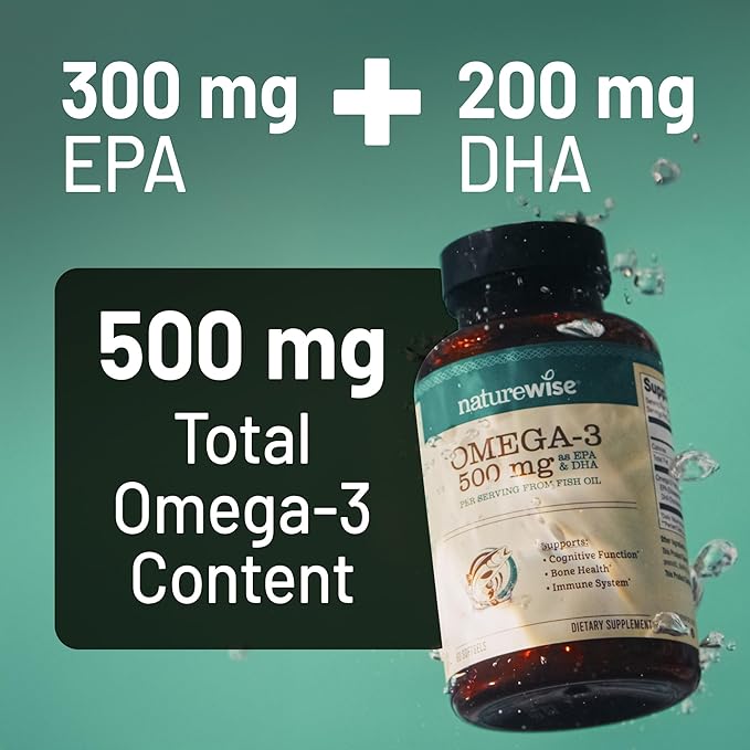 NatureWise [1] Omega 3 Fish Oil - 500 mg - Wild-Caught Non-GMO - 60 Softgels[2-Month Supply] + (Pack of 2) CoQ10 200mg - High Potency Ubiquinone Non-GMO - 30 Softgels[30-Day Supply]