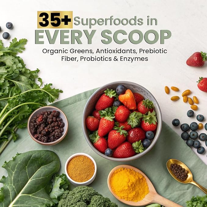 Superfood Reds &amp Greens Powder Bundle – 11.64 oz Single + 11.64 oz (Pack of 2) | Prebiotics &amp Probiotics Blend with Ashwagandha Antioxidants &amp Digestive Enzymes | Plant-Based Vegan Non-