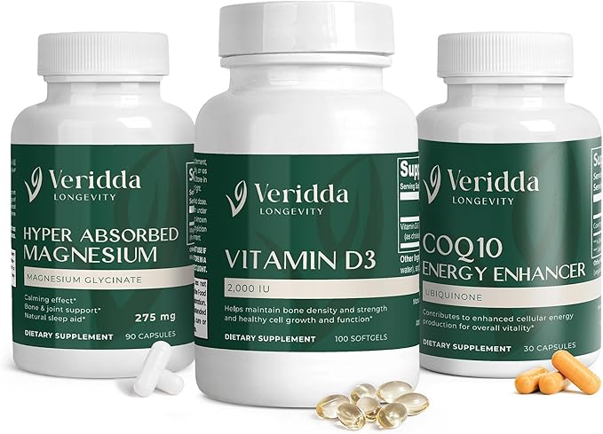 Advanced Anti-Inflammation &amp Cellular Energy Trio Includes: Vitamin D3CoQ10 UbiquinoneMagnesium Glycinate