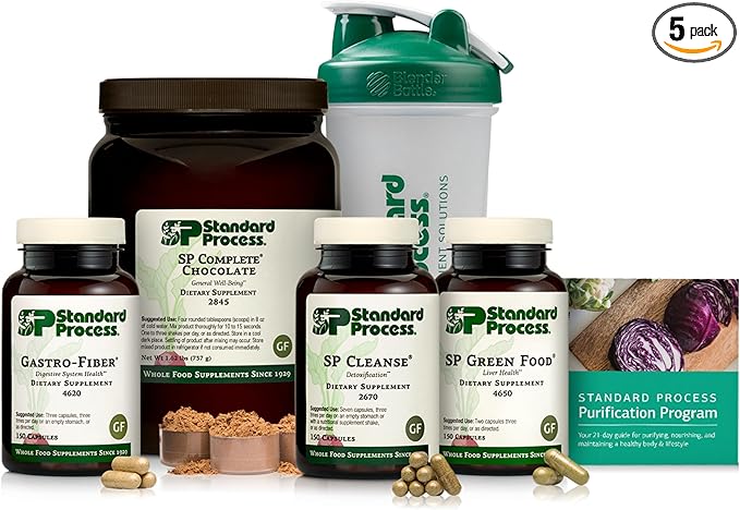 Standard Process Purification Product Kit with SP Complete and Gastro Fiber - 21-Day Detox for Healthy Body Maintenance - Vegetarian Gluten-Free &amp Non-Soy - 1 Kit - Chocolate
