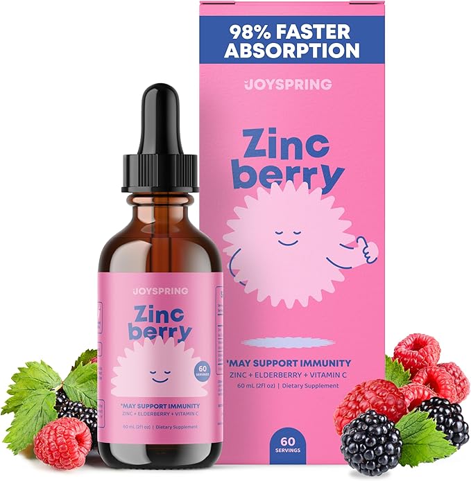 JoySpring Liquid Vitamin D3 with K2 - Immune Support and Zinc Supplements for Kids - Elderberry &amp Zinc Liquid