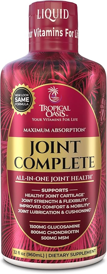 Joint Complete Premium- Liquid Joint Supplement w/Glucosamine Chondroitin MSM Hyaluronic Acid – for Bone Joint Health - 96% Max Absorption– 32oz 32 serv