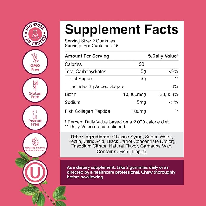 Bundle of Hair Skin and Nails Gummies for Women - Extra Strength Biotin &amp Collagen and Herbal Thyroid Support - Potent Kelp Iodine Supplement with L Tyrosine Bladderwrack Selenium &amp Pure Ash