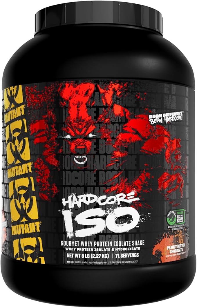 Mutant Harcode ISO Whey Protein Isolate Powder Acts Fast to Help Recover Build Muscle Bulk and Strength 5 lb - Peanut Butter Chocolate