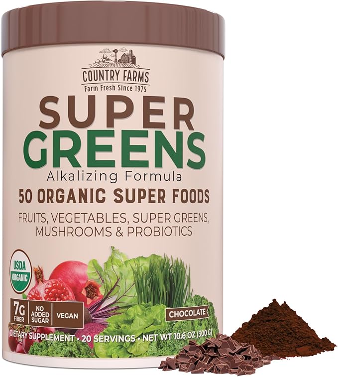 Purely Inspired Organic Protein Powder and Country Farms Super Greens Drink Mix Bundle (16+20 Servings)