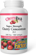 CherryRich by Natural Factors Super Strength Cherry Concentrate Antioxidant Support for Healthy Joints and Uric Acid Metabolism 180 softgels (180 servings)