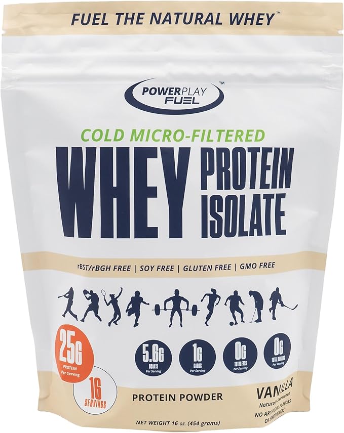 Cold Micro-Filtered Whey Protein Isolate Powder Vanilla 1LB - Grass-Fed Gluten-Free &amp Keto-Friendly Low Lactose - Post Workout Fitness &amp Nutrition for Muscle Recovery