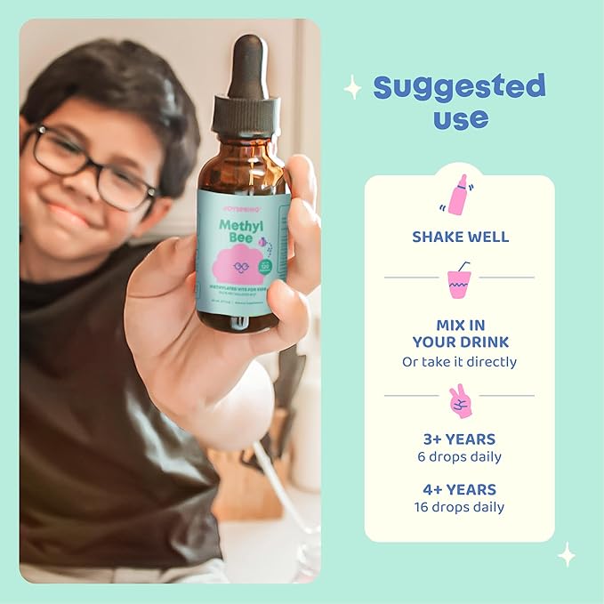 JoySpring Methylfolate for Kids | 5-MTHF Plus Methyl B12 with B6 (P5P) - MethylBee - MTHFR Supplement Kids B12 Vitamin | Folinic Acid Alternative | Berry Lemonade Drops | 30 Servings (Pack of 2)