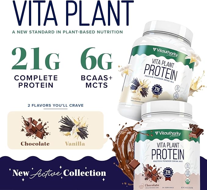 Organic Plant Based Protein for Women Complete Vegan Protein Powder with BCAAs &amp MCTs Plant-Based 21g Dairy-Free Gluten-Free No Added Sugar Supports Muscle Recovery (Chocolate Flavored 30 Servi