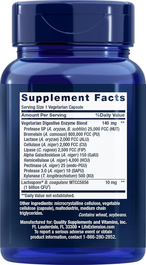 Life Extension Enhanced Super Digestive Enzymes and Probiotics 90 Vegetarian Capsules