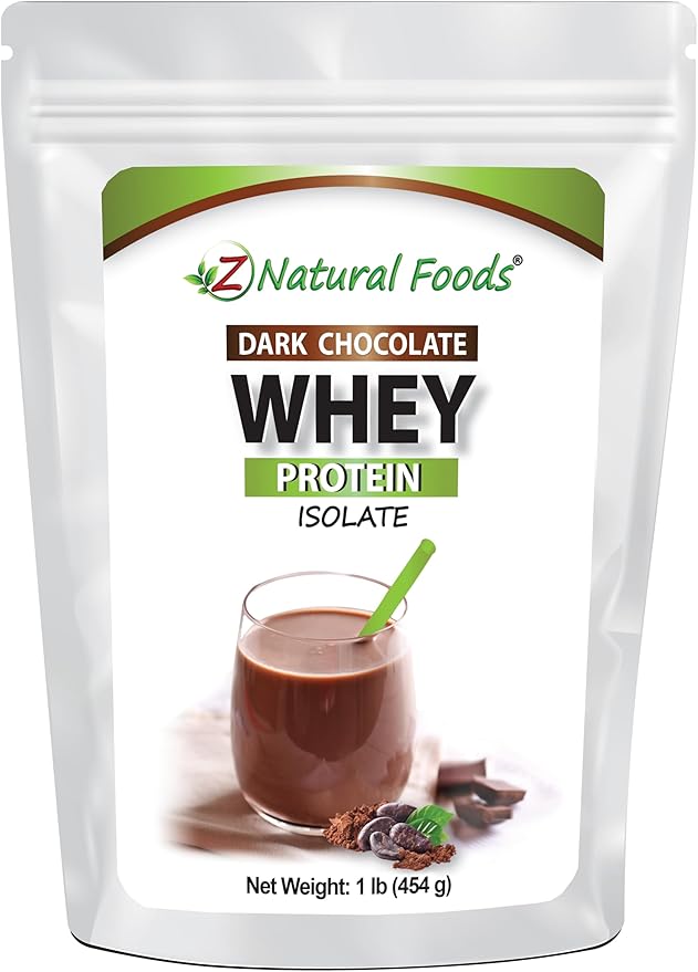 Whey Protein Isolate - Dark Chocolate Flavor with Zero Sugar - Delicious All Natural Protein Powder - Mix in Smoothie Shake Juice Or Recipe - Hormone Free Non GMO &amp Gluten Free - 1 lb