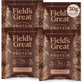 Field's Great Plant-Based Protein with Fiber for Muscle Maintenance Vegan Protein Powder Whey Free Gluten Free Dairy Free - 30g of Protein and 5g Fiber in Each Serving (Chocolate- 4 Pack)