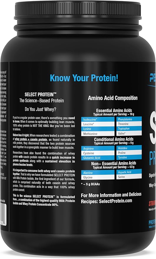 PEScience Select Protein Powder Whey and Casein Blend Gluten Free Low Carb Protein Powder for Women and Men Low Calorie Keto Friendly - Strawberry Cheesecake 27 Servings