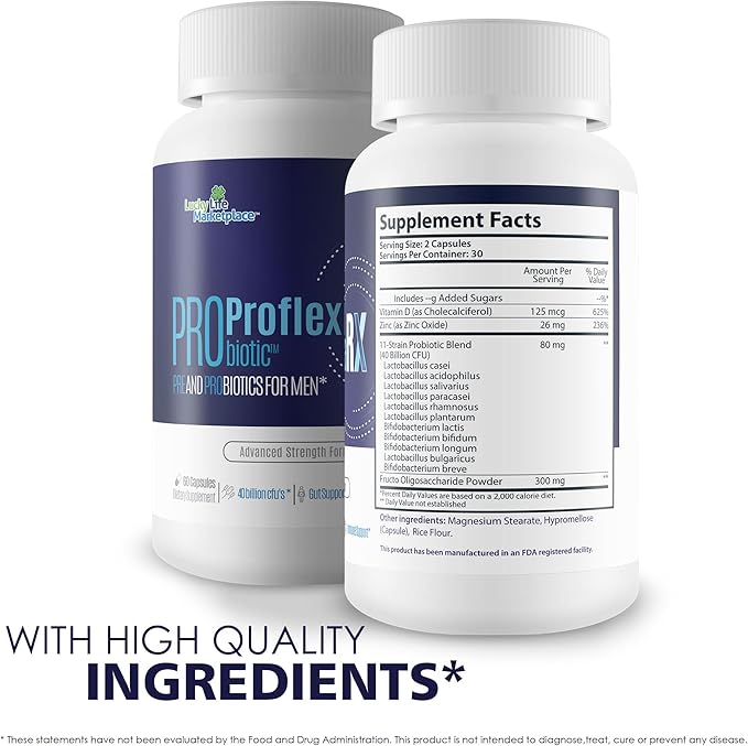 Probiotic Proflexia Rx Male Formula - Our Best Male Formula with Prebiotics &amp Over 40 Billion CFU’s of Probiotics - Support Your Male Health with This Natural Probiotic for Men