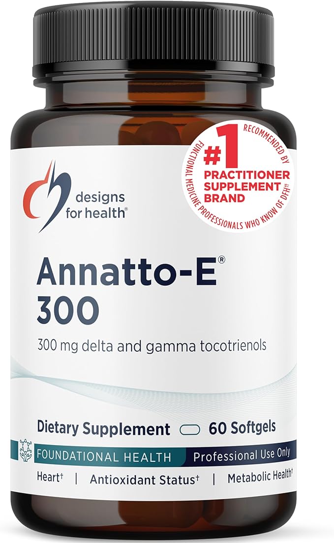 Designs for Health Annatto-E 300mg Tocotrienols Vitamin E - Delta + Gamma Tocotrienols to Support Heart Health Eye Health Healthy Aging - DeltaGold Antioxidants Supplement (60 Vitamin E Softgels)
