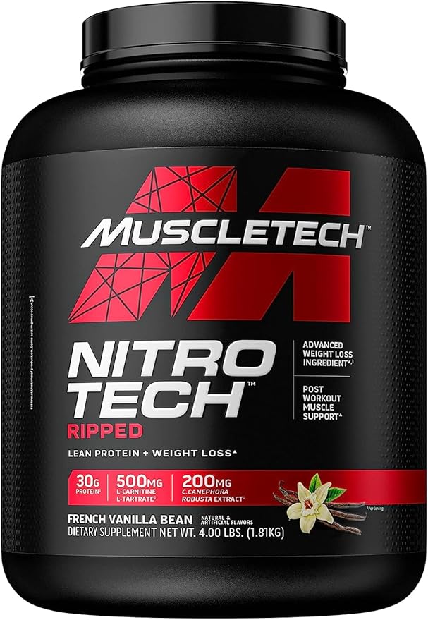 MuscleTech Nitro-Tech Ripped | Lean Whey Protein Powder/Isolate &amp Platinum Multivitamin for Immune Support 18 Vitamins &amp Minerals Vitamins A C D E B6 B12 Daily Workout Supplements for Men 90 C