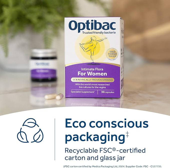 OptiBac Probiotics for Women - 30 Capsules | Vaginal Probiotic with Lactobacillus rhamnosus GR-1 &amp Lactobacillus reuteri RC-14 | Supports Intimate Flora pH Balance &amp Urinary Health