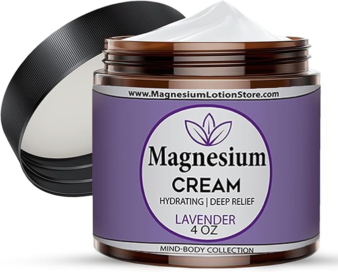 Magnesium Cream for Sleep Kids Muscle Soreness &amp Cramps Relief with Shea Butter Coconut Oil Aloe Vitamin E - Topical Magnesium Cream for Calm &amp Relaxation - Lavender - 4fl oz - USA Made