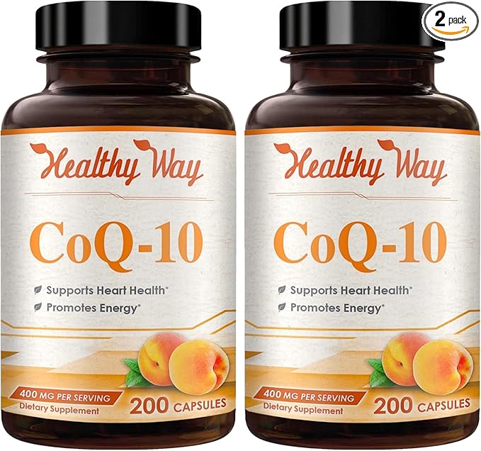 Coenzyme Q10 400mg CoQ10 Supplement - Once Daily Coq 10 400mg Powder Capsules for Healthy Heart Antioxidant and Energy Support - Non-GMO Quick Absorption Ubiquinone Q10 Coenzyme (200 Servings)
