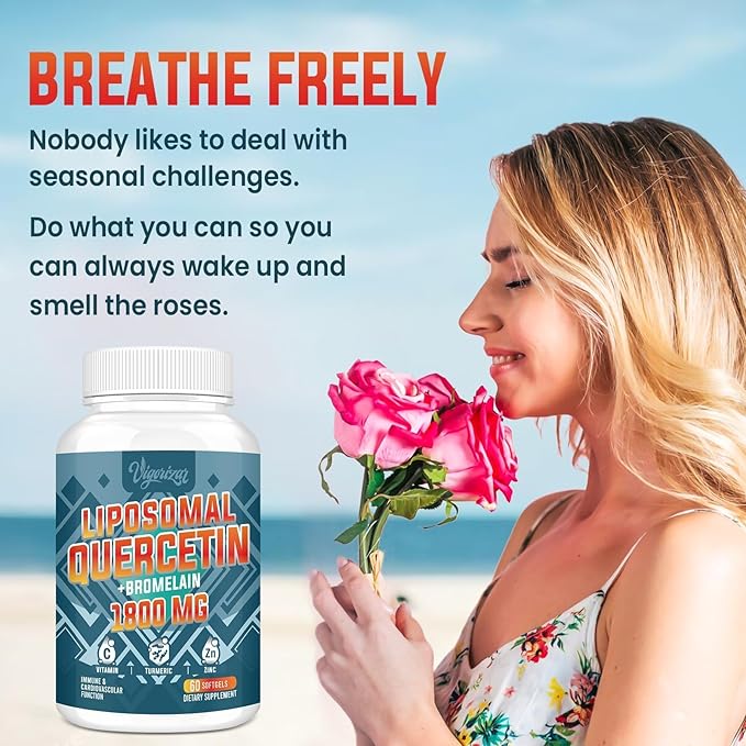 Liposomal Quercetin Phytosome Quercetin with Bromelain Zinc &amp Vitamin C Bioactive Phytosome Complex 20X Higher Absorption - 60 Softgels